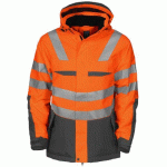 PROJOB 6418 PARKA POLYURETHANE HV MATELASSEE - EN ISO 20471 CLASSE 3 - EN 343 3/1/X ORANGE/GRIS - TAILLE XXL