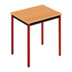 TABLE POLYVALENTE RECTANGLE - L. 70 X P. 60 CM - PLATEAU HÊTRE - PIEDS ROUGE