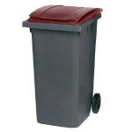 CONTENEUR 2 ROUES  SULO PRISE FRONTALE 240 L GRIS/ ROUGE