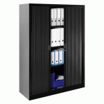 ARMOIRE HAUTE MÉTAL H 160 X L 120 CM À RIDEAUX MONOBLOC GÉNÉRIC NOIR