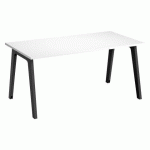 BUREAU DROIT EDEN ARCHE BLANC L 160 CM AVEC GOULOTTE PIED ANTHRACITE