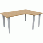 BUREAU EVIDENCE ASYMÉTRIQUE 160X120 RETOUR D CHÊNE CLAIR/ALU - VINCO