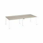 PÔLE DE 4 BUREAUX ECLA CHÊNE GRIS L 140 X P 60 CM PIÈTEMENT MÉTAL FINITION BLANC