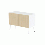 RANGEMENT BAS TENI LARG.120 CM 2 PORTES BLANC/CHÊNE CLAIR - MBA