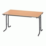 TABLE DE RÉUNION RECTANGULAIRE PLIANTE CLASSIQUE L 140 X P 70 CM HÊTRE PIÈTEMENT NOIR