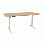 TABLE RÉGLABLE ERGOSUP PREMIUM L 200 X P 100 CM PLATEAU CHÊNE CLAIR PIED BLANC RAL 9010