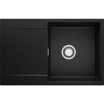 PRIMAGRAN - EVIER CUISINE EN GRANIT 78 X 50 CM LAVABO 1 BAC + KIT DE VIDAGE + ÉGOUTTOIR ENROULABLE, ÉVIER À ENCASTRER DE NOIR METALLIC