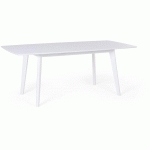 TABLE EXTENSIBLE 150/195 X 90 CM EN MDF ET BOIS D'HÉVÉA BLANC MODERNE SANFORD - BLANC