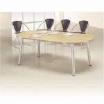 TABLE DIRECTION - CONGRES - OVALE -  HÊTRE - PIEDS ALUMINIUM
