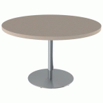 TABLE MENORCA Ø120 T6 - ÉP. 40 MM STRAT ABS CHÊNE H./CHROMÉ - MOBIDECOR