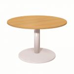 TABLE MODULAIRE RONDE - PIÈTEMENT TULIPE BLANC - PLATEAU CÈDRE