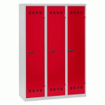 VESTIAIRE 3 COLONNES COLOR MONOBLOC INDUSTRIE SALISSANTE - A CODE - ROUGE