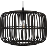 LAMPE SUSPENDUE STYLE BOHO ABAT-JOUR FORME CAGE OUVERTE EN BAMBOU NOIR RAVINE - NOIR