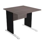 BUREAU DROIT PRONTO TENDANCE - L.80 X P.80 CM - PLATEAU CENDRE - PIEDS L NOIR
