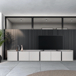 SKRAUT HOME - MEUBLE TV EFFET BOIS BEIGE 309X35X50CM