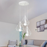 AXHUP - LUSTRE INDUSTRIEL CAGE FORME DIAMANT - E27 20CM LUMINAIRE AJUSTABLE 100CM - MÉTAL NOIR