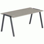BUREAU GARY 180 X 70 CM PIED ANTHRACITE PLATEAU CHÊNE GRIS - MBA
