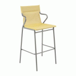 LOT DE 2 - FAUTEUIL HAUT HORIZON LAFUMA - TOILE BATYLINE JAUNE SAFRAN - PIED ACIER GRIS