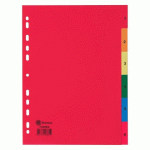 LOT DE 2 - INTERCALAIRE A4 POLYPROPYLÈNE COLORÉ BRUNEAU 6 ONGLETS NUMÉRIQUES MULTICOLORES - 1 JEU