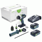 PERCEUSE-VISSEUSE 18V QUADRIVE TDC 18/4 5,0/4,0 I-PLUS + 1 BATTERIE 4AH + 1 BATTERIE 5AH + CHARGEUR + SYSTAINER SYS3 - FESTOOL - 577649