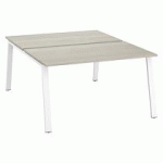 PÔLE DE 2 BUREAUX DROITS CHÊNE GRIS L 140 X P 80 CM PIÉTEMENT MÉTAL BLANC - ARCH