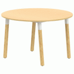 TABLE 4P INCL. MÉTAL/BOIS RONDE Ø120 T6 STRAT ABS HÊTRE/ALU
