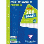 FEUILLETS MOBILES SOUS FILM A4 300 PAGES PERFORÉES PETITS CARREAUX - LOT DE 15