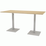 TABLE RÉUNION HAUTE GREKO 210X100 2 PIEDS 9006 ALU PLT CHÊNE - QUADRIFOGLIO