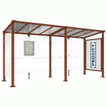 ABRI BUS MILAN 5M 1 VITRINE 1 BARDAGE LATÉRAL ASPECT CORTEN - PROCITY
