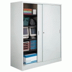 ARMOIRE JUMBO PORTES COULISSANTES GRIS GRANDE PROFONDEUR H 200, L 180, P 60CM