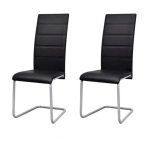 LES TENDANCES - CHAISE DE SALLE À MANGER SIMILI CUIR NOIR ET MÉTAL GRIS FEEDY - LOT DE 2