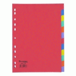 LOT DE 2 - INTERCALAIRE A4 CARTE LUSTRÉE COLORÉE BRUNEAU 12 ONGLETS NEUTRES MULTICOLORES - 1 JEU