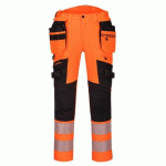 PORTWEST DX442 PANTALON DX4 HAUTE-VISIBILITÉ AVEC POCHES FLOTTANTES DÉMONTABLES ORANGE/NOIR - TAILLE 32 - STANDARD