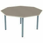 TABLE CARÉLIE OCTO Ø120 T4 STR POLY. ÉRABLE G. BEIGE/LAGON - MOBIDECOR
