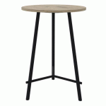 TABLE RESTAURATION CLARA - Ø80CM - H 1095 CM - CHÊNE - NOIR - EOL