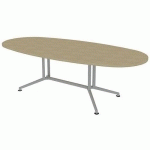 TABLE DE RÉUNION PLATEAU OVALE L.240 CHÊNE PIEDS ALU - QUADRIFOGLIO