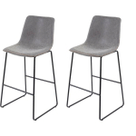 JAMAIS UTILISÉ] 2X TABOURET DE BAR HHG 953, CHAISE DE BAR/COMPTOIR, VINTAGE SIMILICUIR, ASPECT DAIM, GRIS - GREY