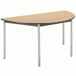 TABLE RÉUNION HÊTRE/CHROME DEMI ROND PIEDS VÉRINS