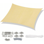 SEKEY - VOILE D'OMBRAGE HDPE 4×5M AVEC KIT DE MONTAGE, BEIGE