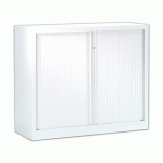 ARMOIRE HAUTEUR COMPTOIR À RIDEAUX MONOBLOCS ECO-CONÇUES 100 X 120 CM BLANC-BLANC