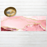 TAPIS EN VINYLE - ABSTRACT MOUNTAINS PINK WITH GOLDEN LINES - PANORAMA PAYSAGE DIMENSION HXL: 40CM X 120CM