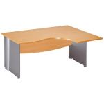 BUREAU COMPACT RETOUR À DROITE ACTIVITY 2 - L. 160 X P. 120 CM - PLATEAU HÊTRE - PIEDS PLEINS 'BLANC'