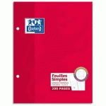 FEUILLETS MOBILES PERFOREES OXFORD - 90 G - 17X22CM - GRANDS CARREAUX  - 200 PAGES