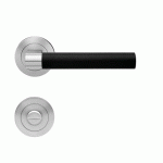 POIGNÉES DE PORTE SUR ROSACES RONDES SÉRIE ER 45LS MADEIRA - SATINÉ -CONDAMNATION KARCHER DESIGN