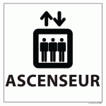 SIGNALISATION ASCENSEUR FOND BLANC 250X250MM PVC