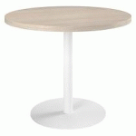 TABLE DE RÉUNION RONDE CHÊNE GRIS Ø 100 CM - PIÉTEMENT BLANC - ARCH