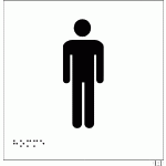 LOT DE 2 - PLAQUE EN RELIEF ET BRAILLE TOILETTES HOMMES 15X15CM - BLANC
