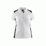 POLO DE TRAVAIL FEMME EN COTON 3390 - BLANC ET GRIS FONCÉ - XS BLAKLADER
