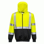 PORTWEST B315 SWEAT HI-VIS BICOLORE ZIPPÉ À CAPUCHE JAUNE/NOIR - TAILLE 4XL