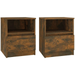 TABLES DE CHEVET 2 PCS CHÊNE FUMÉ 40X40X50 CM BOIS D'INGÉNIERIE